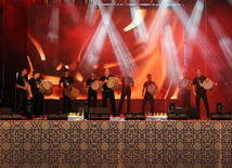 A concert and fireworks on the anniversary of Heydar Aliyev's coming to power in Azerbaijan. Baku, Azerbaijan, July 14, 2013