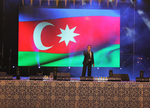 A concert and fireworks on the anniversary of Heydar Aliyev's coming to power in Azerbaijan. Baku, Azerbaijan, July 14, 2013