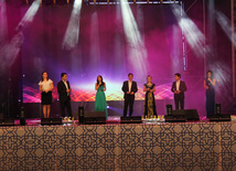 A concert and fireworks on the anniversary of Heydar Aliyev's coming to power in Azerbaijan. Baku, Azerbaijan, July 14, 2013