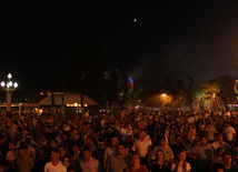 A concert and fireworks on the anniversary of Heydar Aliyev's coming to power in Azerbaijan. Baku, Azerbaijan, July 14, 2013