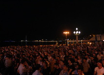 A concert and fireworks on the anniversary of Heydar Aliyev's coming to power in Azerbaijan. Baku, Azerbaijan, July 14, 2013