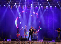 A concert and fireworks on the anniversary of Heydar Aliyev's coming to power in Azerbaijan. Baku, Azerbaijan, July 14, 2013