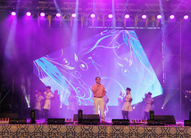 A concert and fireworks on the anniversary of Heydar Aliyev's coming to power in Azerbaijan. Baku, Azerbaijan, July 14, 2013