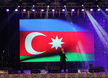 A concert and fireworks on the anniversary of Heydar Aliyev's coming to power in Azerbaijan. Baku, Azerbaijan, July 14, 2013