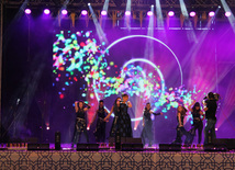 A concert and fireworks on the anniversary of Heydar Aliyev's coming to power in Azerbaijan. Baku, Azerbaijan, July 14, 2013