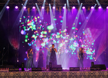 A concert and fireworks on the anniversary of Heydar Aliyev's coming to power in Azerbaijan. Baku, Azerbaijan, July 14, 2013