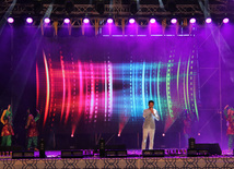 A concert and fireworks on the anniversary of Heydar Aliyev's coming to power in Azerbaijan. Baku, Azerbaijan, July 14, 2013