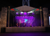 A concert and fireworks on the anniversary of Heydar Aliyev's coming to power in Azerbaijan. Baku, Azerbaijan, July 14, 2013