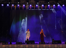 A concert and fireworks on the anniversary of Heydar Aliyev's coming to power in Azerbaijan. Baku, Azerbaijan, July 14, 2013