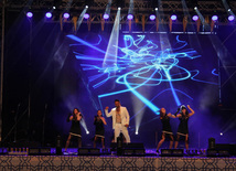 A concert and fireworks on the anniversary of Heydar Aliyev's coming to power in Azerbaijan. Baku, Azerbaijan, July 14, 2013