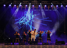 A concert and fireworks on the anniversary of Heydar Aliyev's coming to power in Azerbaijan. Baku, Azerbaijan, July 14, 2013