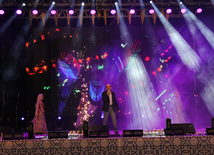 A concert and fireworks on the anniversary of Heydar Aliyev's coming to power in Azerbaijan. Baku, Azerbaijan, July 14, 2013