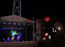 A concert and fireworks on the anniversary of Heydar Aliyev's coming to power in Azerbaijan. Baku, Azerbaijan, July 14, 2013