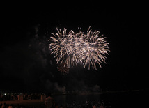 A concert and fireworks on the anniversary of Heydar Aliyev's coming to power in Azerbaijan. Baku, Azerbaijan, July 14, 2013