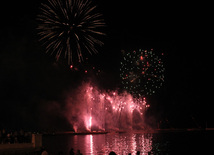 A concert and fireworks on the anniversary of Heydar Aliyev's coming to power in Azerbaijan. Baku, Azerbaijan, July 14, 2013