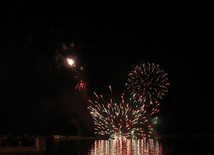 A concert and fireworks on the anniversary of Heydar Aliyev's coming to power in Azerbaijan. Baku, Azerbaijan, July 14, 2013