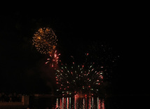 A concert and fireworks on the anniversary of Heydar Aliyev's coming to power in Azerbaijan. Baku, Azerbaijan, July 14, 2013