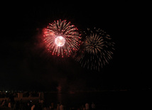 A concert and fireworks on the anniversary of Heydar Aliyev's coming to power in Azerbaijan. Baku, Azerbaijan, July 14, 2013