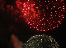 A concert and fireworks on the anniversary of Heydar Aliyev's coming to power in Azerbaijan. Baku, Azerbaijan, July 14, 2013