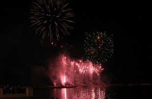 A concert and fireworks on the anniversary of Heydar Aliyev's coming to power in Azerbaijan. Baku, Azerbaijan, July 14, 2013