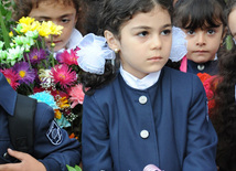 Joy of first graders. Baku, Azerbaijan, Sept.16, 2013