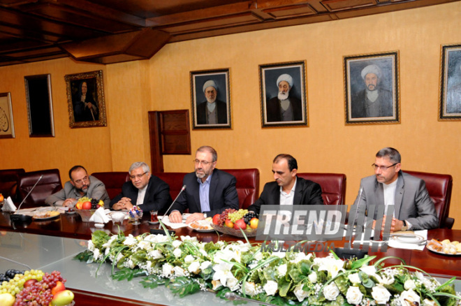 The meeting of the Chairman of the Caucasian Muslims Office Sheikh ul-Islam Allahshukur Pashazade with the delegation from Iranian Border Guard. Baku, Azerbaijan, Sep.17, 2013