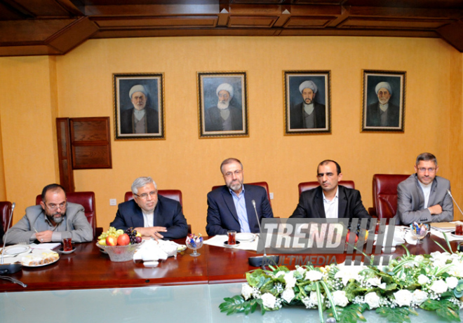 The meeting of the Chairman of the Caucasian Muslims Office Sheikh ul-Islam Allahshukur Pashazade with the delegation from Iranian Border Guard. Baku, Azerbaijan, Sep.17, 2013