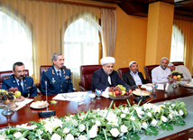 The meeting of the Chairman of the Caucasian Muslims Office Sheikh ul-Islam Allahshukur Pashazade with the delegation from Iranian Border Guard. Baku, Azerbaijan, Sep.17, 2013