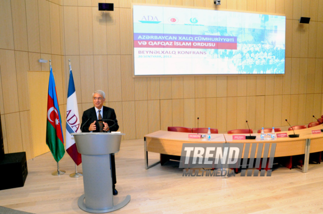 Azerbaijan Diplomatic Academy holds conference ‘Azerbaijan Democratic Republic and Caucasus Islamic Army’. Baku, Azerbaijan, Sep.20, 2013