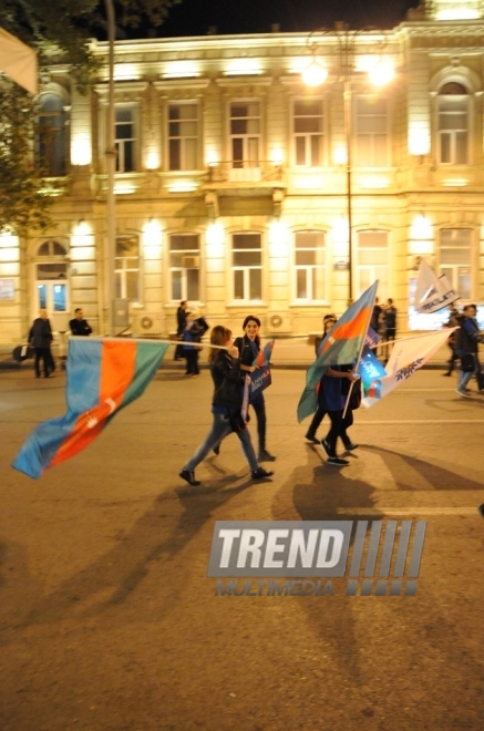 Azerbaijan’s ruling party marks Ilham Aliyev’s victory in presidential election. Baku, Azerbaijan, Oct.09, 2013