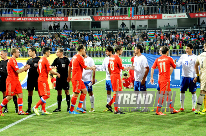 Futbol üzrə "DÇ-2014"ün seçmə mərhələsi çərçivəsində Azərbaycan-Rusiya qarşılaşması. Bakı, Azərbaycan, 15 oktyabr 2013