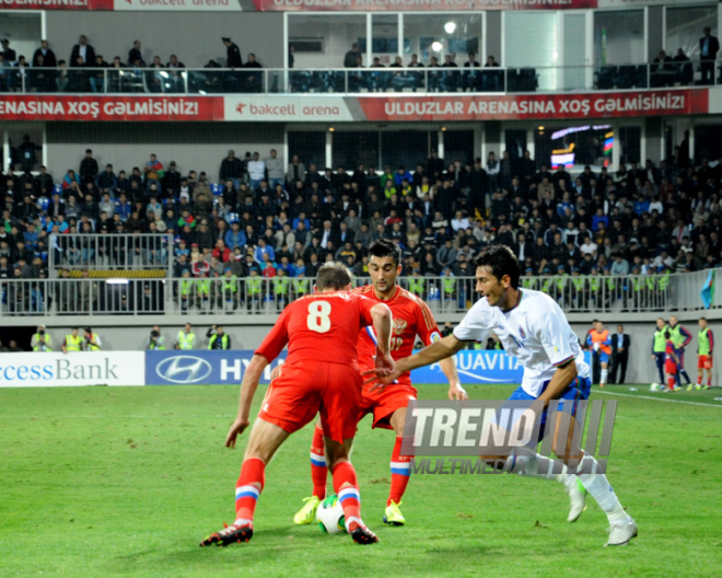 Futbol üzrə "DÇ-2014"ün seçmə mərhələsi çərçivəsində Azərbaycan-Rusiya qarşılaşması. Bakı, Azərbaycan, 15 oktyabr 2013