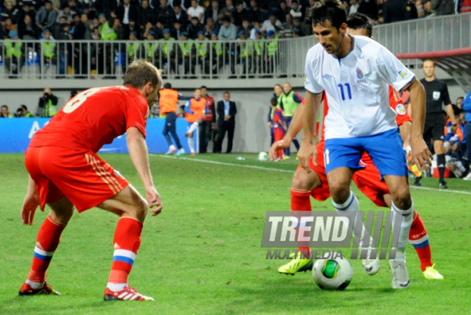 Futbol üzrə "DÇ-2014"ün seçmə mərhələsi çərçivəsində Azərbaycan-Rusiya qarşılaşması. Bakı, Azərbaycan, 15 oktyabr 2013