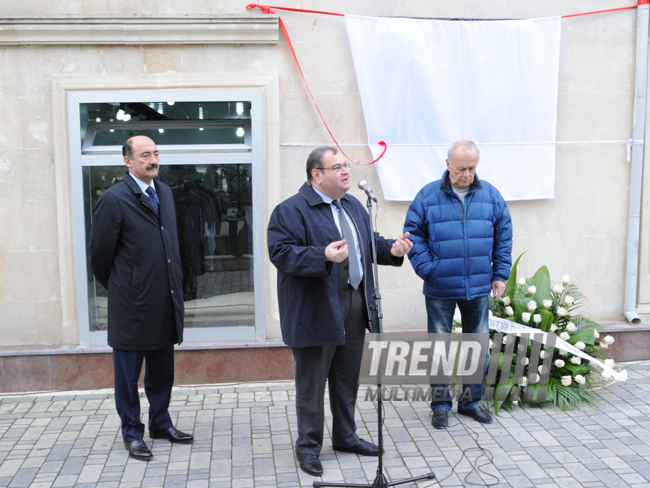 Opening of filmmaker, People's Artist Rasim Ojagov’s bas-relief. Baku, Azerbaijan, Nov.22, 2013