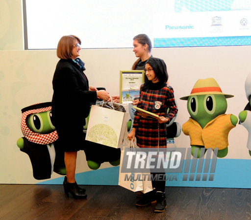 Winners and finalists of "Eco Picture Diary 2013" international contest national round awarded at Heydar Aliyev Center.Baku, Azerbaijan, Dec.10, 2013