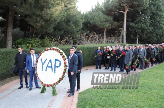 New Azerbaijan Party held a commemoration ceremony on 10th anniversary of the passing of Azerbaijani national leader Heydar Aliyev. Baku, Azerbaijan, Dec.11, 2013