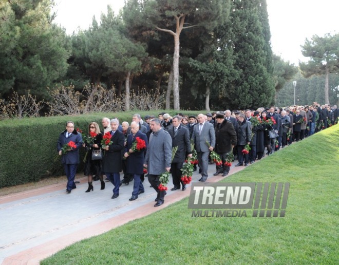 New Azerbaijan Party held a commemoration ceremony on 10th anniversary of the passing of Azerbaijani national leader Heydar Aliyev. Baku, Azerbaijan, Dec.11, 2013