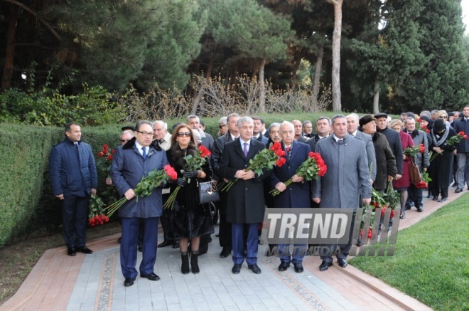 New Azerbaijan Party held a commemoration ceremony on 10th anniversary of the passing of Azerbaijani national leader Heydar Aliyev. Baku, Azerbaijan, Dec.11, 2013