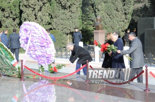 New Azerbaijan Party held a commemoration ceremony on 10th anniversary of the passing of Azerbaijani national leader Heydar Aliyev. Baku, Azerbaijan, Dec.11, 2013