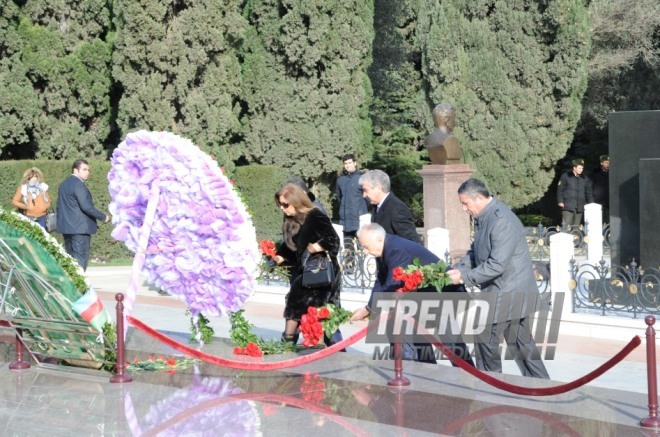 New Azerbaijan Party held a commemoration ceremony on 10th anniversary of the passing of Azerbaijani national leader Heydar Aliyev. Baku, Azerbaijan, Dec.11, 2013