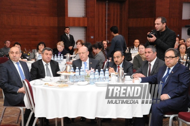 New Azerbaijan Party held a commemoration ceremony on 10th anniversary of the passing of Azerbaijani national leader Heydar Aliyev. Baku, Azerbaijan, Dec.11, 2013