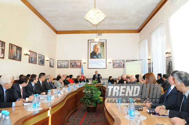 Presentation of book titled “Legacy, innovativeness and dynamism in public administration. Chronicle of Ilham Aliyev’s activity as president: review of official receptions and visits (2008-2013)”. Baku, Azerbaijan, Dec.18, 2013
