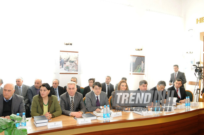 Presentation of book titled “Legacy, innovativeness and dynamism in public administration. Chronicle of Ilham Aliyev’s activity as president: review of official receptions and visits (2008-2013)”. Baku, Azerbaijan, Dec.18, 2013
