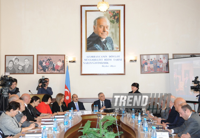 Presentation of book titled “Legacy, innovativeness and dynamism in public administration. Chronicle of Ilham Aliyev’s activity as president: review of official receptions and visits (2008-2013)”. Baku, Azerbaijan, Dec.18, 2013
