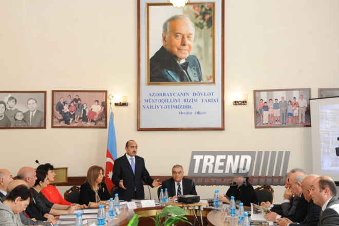 Presentation of book titled “Legacy, innovativeness and dynamism in public administration. Chronicle of Ilham Aliyev’s activity as president: review of official receptions and visits (2008-2013)”. Baku, Azerbaijan, Dec.18, 2013
