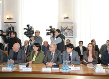 Presentation of book titled “Legacy, innovativeness and dynamism in public administration. Chronicle of Ilham Aliyev’s activity as president: review of official receptions and visits (2008-2013)”. Baku, Azerbaijan, Dec.18, 2013