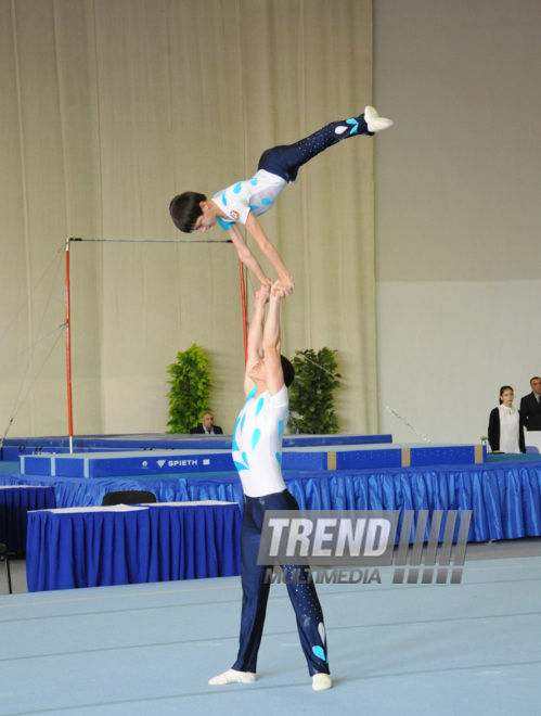 İdman gimnastikası, akrobatika və tamblinq üzrə birləşmiş Azərbaycan çempionatı başa çatıb. Bakı, Azərbaycan, 20 dekabr 2013