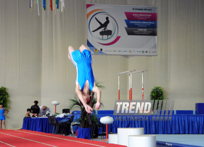 İdman gimnastikası, akrobatika və tamblinq üzrə birləşmiş Azərbaycan çempionatı başa çatıb. Bakı, Azərbaycan, 20 dekabr 2013