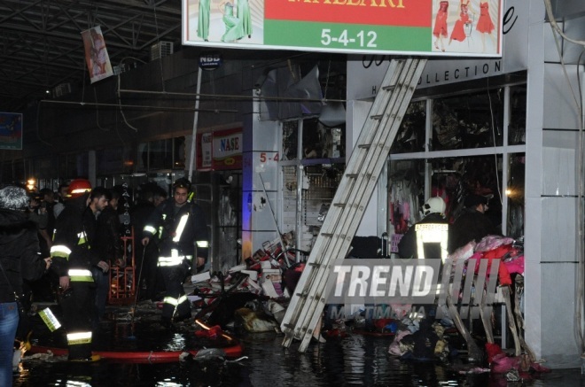 Fire in "Bina" Trade Center. Baku, Azerbaijan, Dec.24, 2013