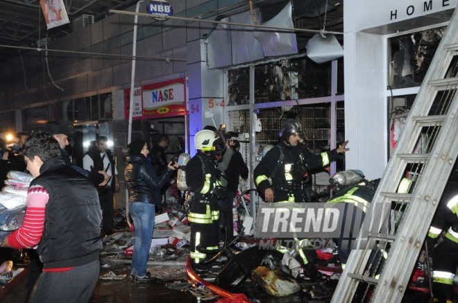 Fire in "Bina" Trade Center. Baku, Azerbaijan, Dec.24, 2013